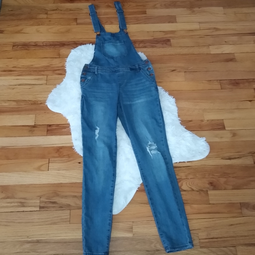 Vanilla Star Distressed Skinny Overalls Size M
